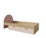 Jugendbett 90x200 cm universal mit ovalem Kopfteil und zwei Schubladen, NIRA 13 L/R