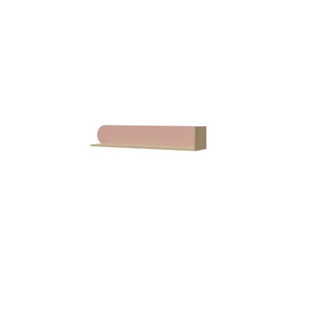 Wandregal 120 cm mit ovalem Dekorpaneel, Wandboard in Eiche Cremona/Puderrosa, NIRA 15
