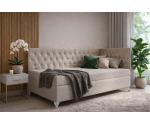 Stilvolles Eckbett 100x200 cm für Mädchen, Einzelbett Glamour mit Ziersteppung - Kristalle, JULIA 2M Stilvolles Eckbett 100x200 cm für Mädchen, Einzelbett Glamour mit Ziersteppung - Kristalle, JULIA 2M