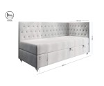 Stilvolles Eckbett 100x200 cm für Mädchen, Einzelbett Glamour mit Ziersteppung - Kristalle, JULIA 2M Stilvolles Eckbett 100x200 cm für Mädchen, Einzelbett Glamour mit Ziersteppung - Kristalle, JULIA 2M