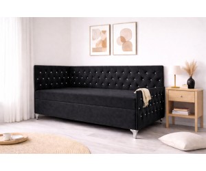 Einzelbett 80x200 cm Glamour mit Kristallen, Fußteil und Bettkasten, JULIA 3M