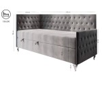 Polsterbett 120x200 cm mit Kopfteil, Fußteil und Bonell-Matratze, Kristalle im Glamour-Stil , JULIA 3M