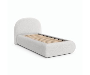 Jugendbett 90x200 cm Bouclé mit abgerundetem Kopfteil - Einzelbett FERRO 86