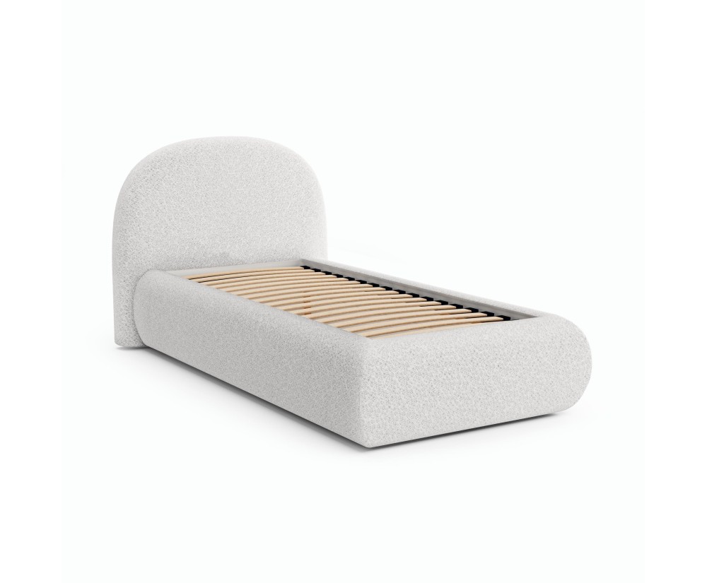 Jugendbett 90x200 cm Bouclé mit abgerundetem Kopfteil - Einzelbett FERRO 86