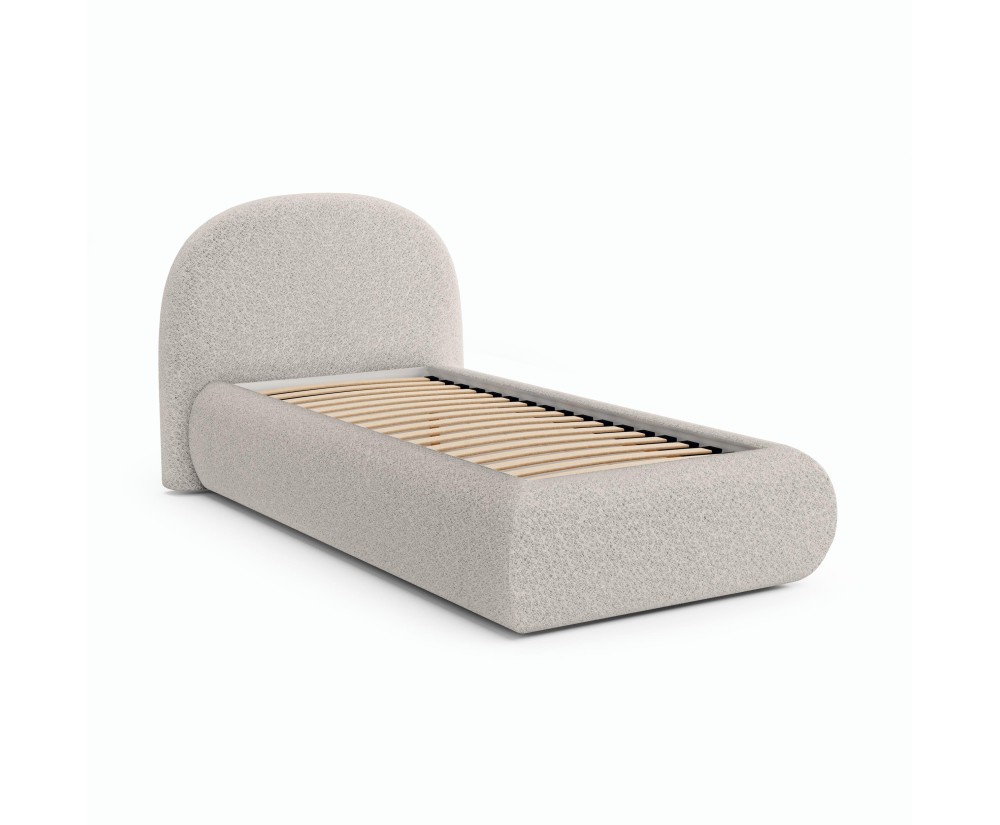 Jugendbett 90x200 cm Bouclé mit abgerundetem Kopfteil - Einzelbett FERRO 86