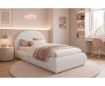 Jugendbett 90x200 cm Bouclé mit abgerundetem Kopfteil - Einzelbett FERRO 86