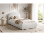 Jugendbett 90x200 cm Bouclé mit abgerundetem Kopfteil - Einzelbett FERRO 86