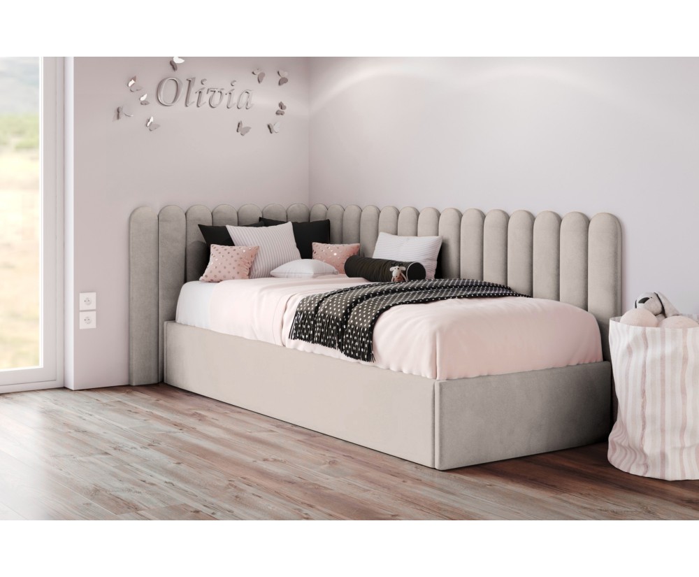 Kinderbett 90x200 cm mit Wandpaneelen 15x87 cm (x21 St.) DIEGO SM 02