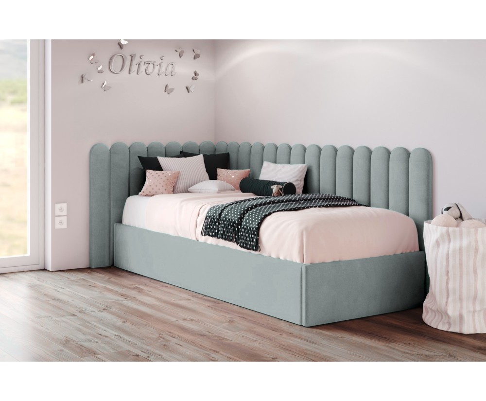 Kinderbett 90x200 cm mit Wandpaneelen 15x87 cm (x21 St.) DIEGO SM 02