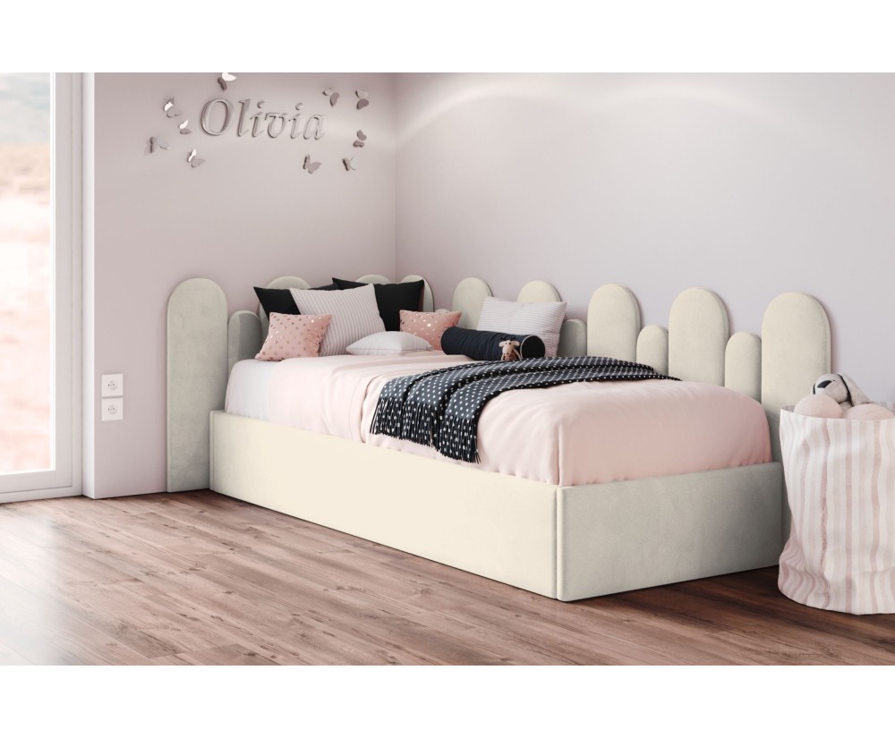 Einzelbett 90x200 cm mit Wandpaneelen 25x80 cm (x9 St.) und 15x68 cm (x7 St.), Jugendbett DIEGO SM 02 Einzelbett 90x200 cm mit Wandpaneelen 25x80 cm (x9 St.) und 15x68 cm (x7 St.), Jugendbett DIEGO SM 02