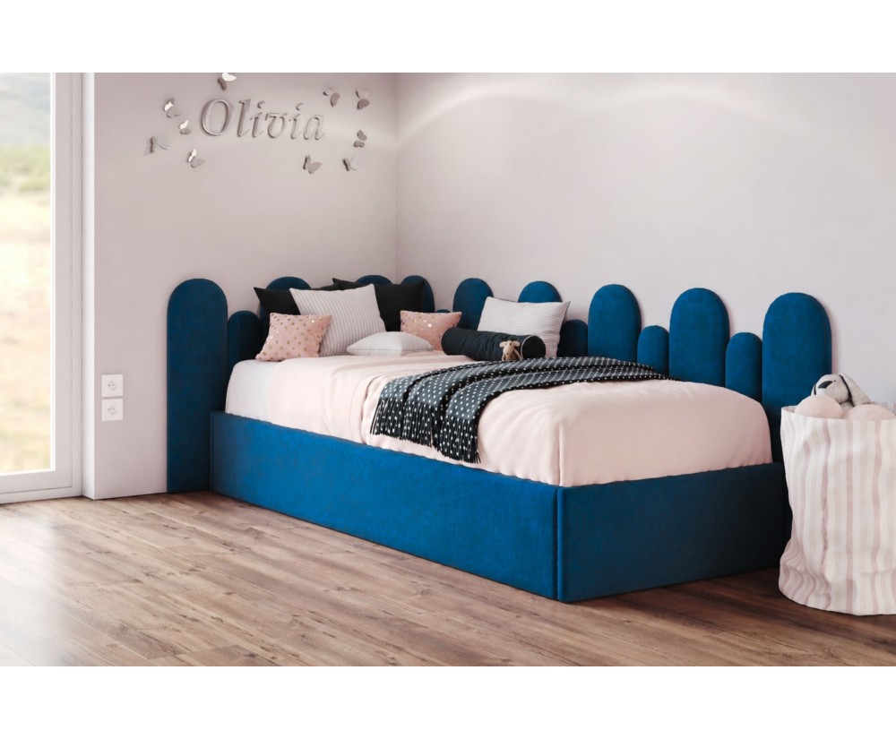Einzelbett 90x200 cm mit Wandpaneelen 25x80 cm (x9 St.) und 15x68 cm (x7 St.), Jugendbett DIEGO SM 02 Einzelbett 90x200 cm mit Wandpaneelen 25x80 cm (x9 St.) und 15x68 cm (x7 St.), Jugendbett DIEGO SM 02