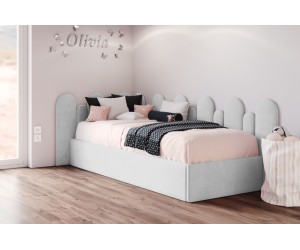 Einzelbett 90x200 cm mit Wandpaneelen 25x80 cm (x9 St.) und 15x68 cm (x7 St.), Jugendbett DIEGO SM 02
