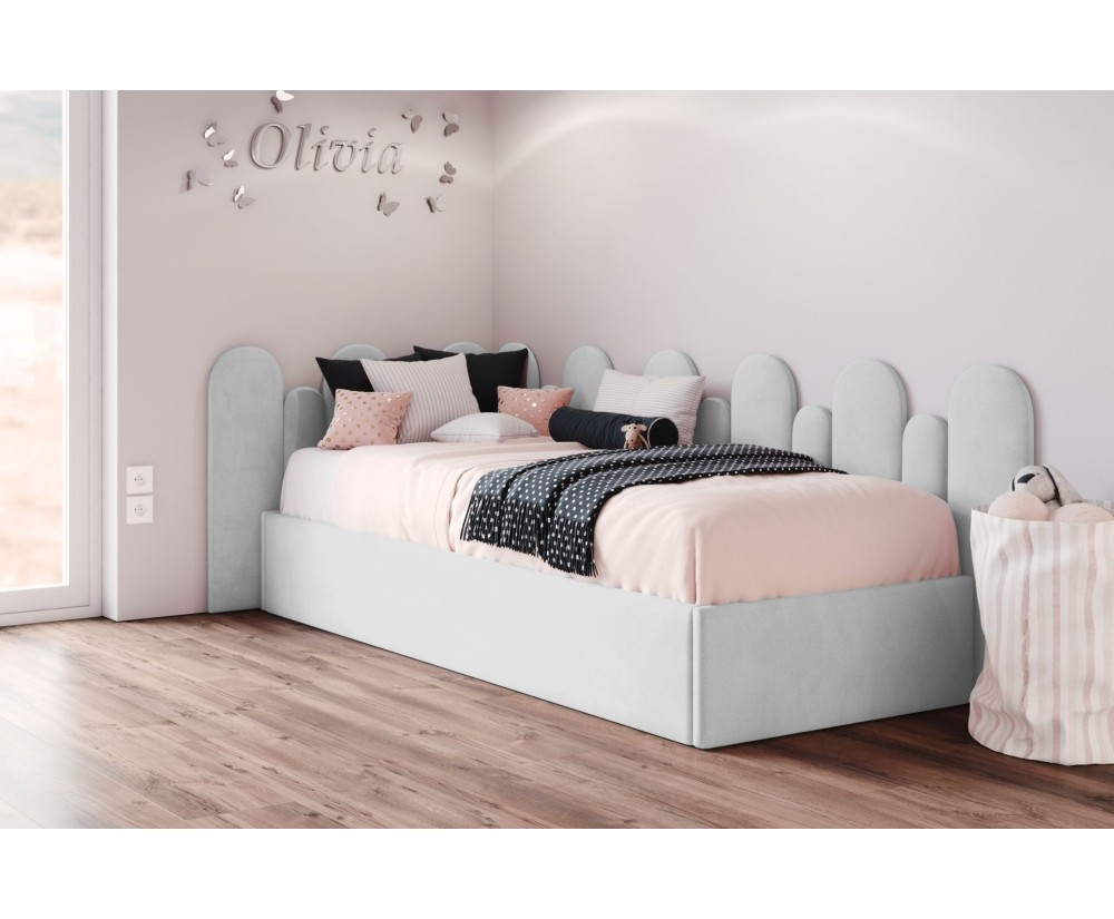 Einzelbett 90x200 cm mit Wandpaneelen 25x80 cm (x9 St.) und 15x68 cm (x7 St.), Jugendbett DIEGO SM 02 Einzelbett 90x200 cm mit Wandpaneelen 25x80 cm (x9 St.) und 15x68 cm (x7 St.), Jugendbett DIEGO SM 02
