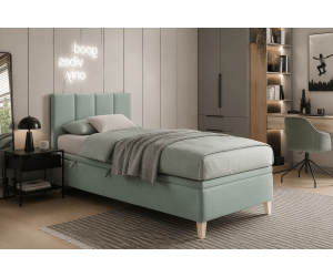 Modernes Einzelbett 80x200 cm für Jugendliche mit Bettkasten und Kopfteil, INTARO A8
