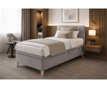 Hotelbett 90x200 cm für Pensionen und Gästezimmer, mit Bettkasten und gepolstertem Kopfteil, INTARO A8