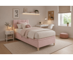 Hotelbett 90x200 cm für Pensionen und Gästezimmer, mit Bettkasten und gepolstertem Kopfteil, INTARO A8
