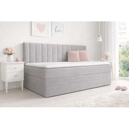 Kontinentalbett 80x200 cm mit Bettkasten und 2 Matratzen ideal für Jugendzimmer, Einzelbett INTARO A12-2
