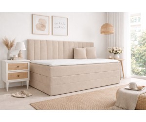 Kontinentalbett 100x200 cm mit Rückenlehne ideal für kleine Schlafzimmer, Einzelbett INTARO A12-2