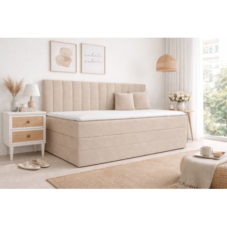 Kontinentalbett 100x200 cm mit Rückenlehne ideal für kleine Schlafzimmer, Einzelbett INTARO A12-2