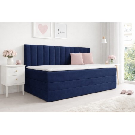 Boxspringbett 120x200 cm mit Stauraum, Rückenlehne mit dekorativen Nähten, Schlafzimmerbett INTARO A12-2
