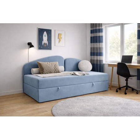 Funktionales Bett 100x200 cm mit Matratze und Bettkasten, Polsterbett LEONARD 2M