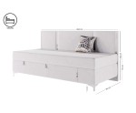 Einzelbett 90x200 cm silbernen Dekorleisten, Bettkasten und Metallfüßen, Polsterbett MEDIOLAN 3M