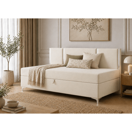 Modernes Polsterbett 100x200 cm mit Stauraum und Zierleisten Glamour, Schlafcouch MEDIOLAN 3M