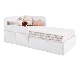 Bequemes Jugendbett 90x200 mit RAUSFALLSCHUTZ und Taschen - OLIMPIA SM 02K