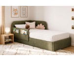 Bequemes Jugendbett 90x200 mit RAUSFALLSCHUTZ und Taschen - OLIMPIA SM 02K