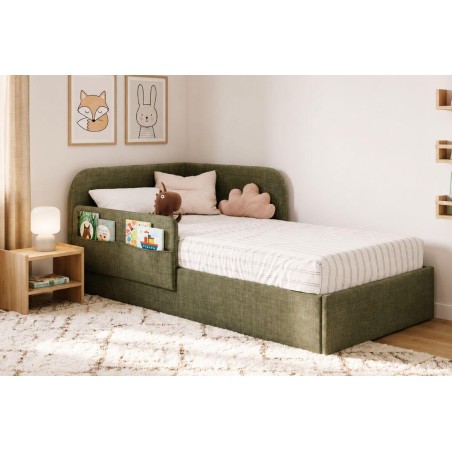 Bequemes Jugendbett 90x200 mit RAUSFALLSCHUTZ und Taschen - OLIMPIA SM 02K