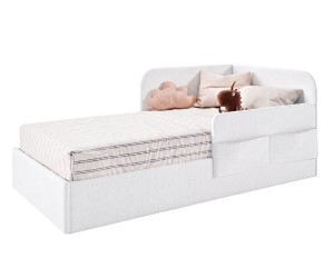 Modernes Polsterbett 120x200 mit RAUSFALLSCHUTZ, Taschen und Stauraum - OLIMPIA SM 02K
