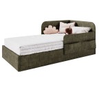 Modernes Polsterbett 120x200 mit RAUSFALLSCHUTZ, Taschen und Stauraum - OLIMPIA SM 02K Modernes Polsterbett 120x200 mit RAUSFALLSCHUTZ, Taschen und Stauraum - OLIMPIA SM 02K