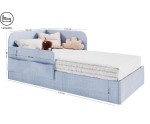 Modernes Polsterbett 120x200 mit RAUSFALLSCHUTZ, Taschen und Stauraum - OLIMPIA SM 02K
