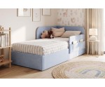 Modernes Polsterbett 120x200 mit RAUSFALLSCHUTZ, Taschen und Stauraum - OLIMPIA SM 02K