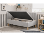 Eckbett 100x200 cm mit Bettkasten und gepolsterten Seitenteilen, Jugendbett INTARO A9