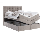 Boxspringbett 140x200 cm, Ehebett mit Bettkasten, Kopfteil gesteppt für Dachschräge, MAGNUS 2B DUO