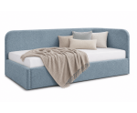 Jugendbett 90x200 mit zwei Schlafplätzen und geräumiger Schublade, funktionales Ausziehbett in Bouclé ALVIN 04 MN