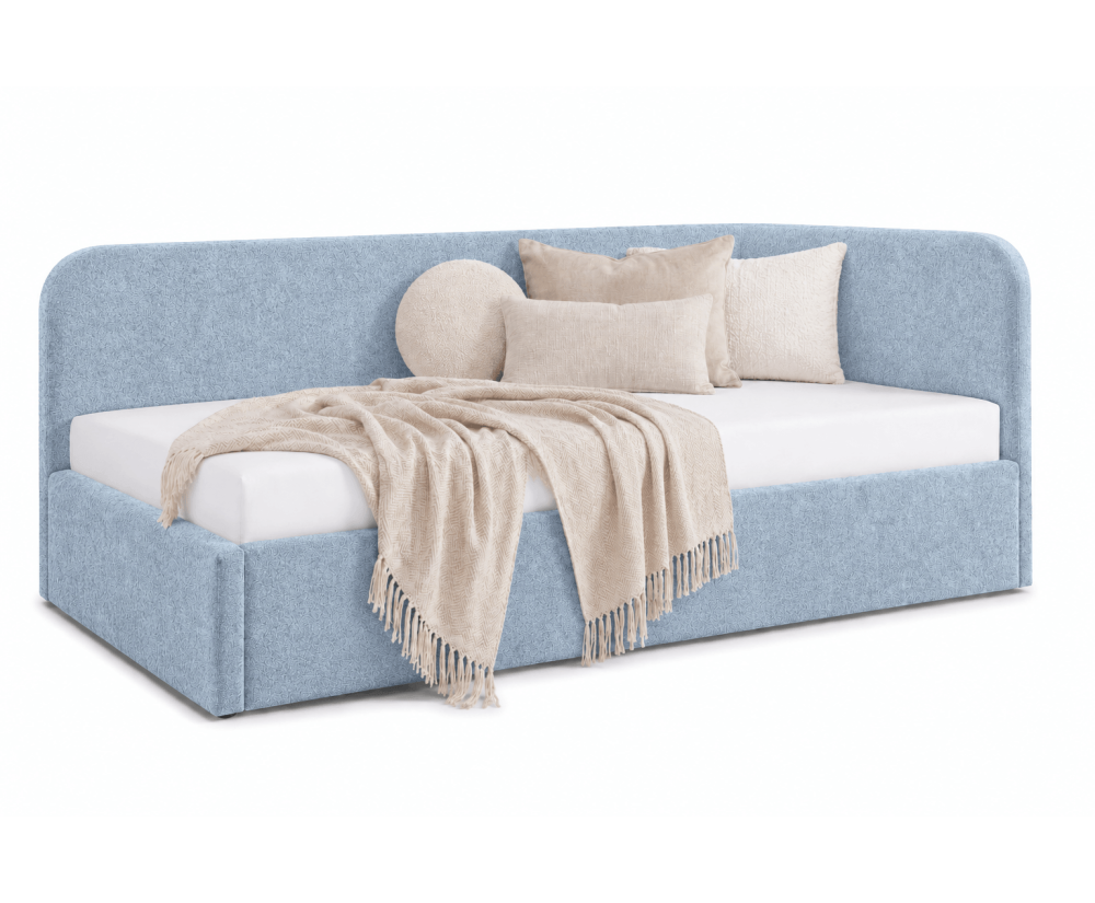Jugendbett 90x200 mit zwei Schlafplätzen und geräumiger Schublade, funktionales Ausziehbett in Bouclé ALVIN 04 MN