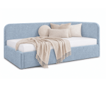 Jugendbett 90x200 mit zwei Schlafplätzen und geräumiger Schublade, funktionales Ausziehbett in Bouclé ALVIN 04 MN