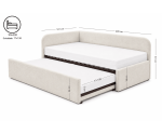 Jugendbett 90x200 mit zwei Schlafplätzen und geräumiger Schublade, funktionales Ausziehbett in Bouclé ALVIN 04 MN
