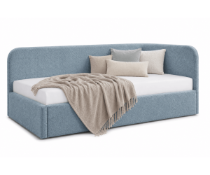 Kinderbett 100x200 mit 2 Liegeflächen und geräumigem Stauraum, funktionales Ausziehbett 2in1 in Bouclé ALVIN 04 MN