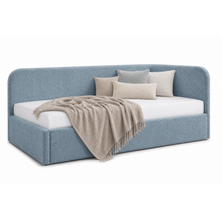 Kinderbett 100x200 mit 2 Liegeflächen und geräumigem Stauraum, funktionales Ausziehbett 2in1 in Bouclé ALVIN 04 MN