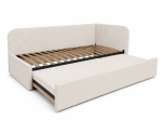 Kinderbett 100x200 mit 2 Liegeflächen und geräumigem Stauraum, funktionales Ausziehbett 2in1 in Bouclé ALVIN 04 MN