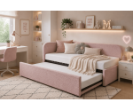 Kinderbett 100x200 mit 2 Liegeflächen und geräumigem Stauraum, funktionales Ausziehbett 2in1 in Bouclé ALVIN 04 MN