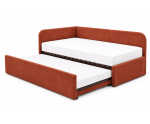 Kinderbett 100x200 mit 2 Liegeflächen und geräumigem Stauraum, funktionales Ausziehbett 2in1 in Bouclé ALVIN 04 MN