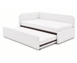 Kinderbett 100x200 mit 2 Liegeflächen und geräumigem Stauraum, funktionales Ausziehbett 2in1 in Bouclé ALVIN 04 MN