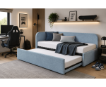 Kinderbett 100x200 mit 2 Liegeflächen und geräumigem Stauraum, funktionales Ausziehbett 2in1 in Bouclé ALVIN 04 MN