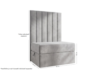 Sitzpouf 90x60 mit Stauraum und maßgefertigte Polsterpaneele, INTARO P1/BETA