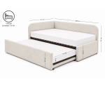 Kinderbett 100x200 mit 2 Liegeflächen und geräumigem Stauraum, funktionales Ausziehbett 2in1 in Bouclé ALVIN 04 MN