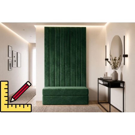 Sitzpouf 120x60 mit Stauraum und maßgefertigtem Wandpolster für den Flur, INTARO P1/BETA
